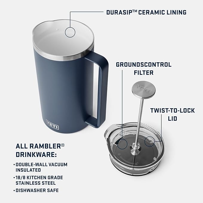 Rambler 64 oz. French Press Coffee Maker – White