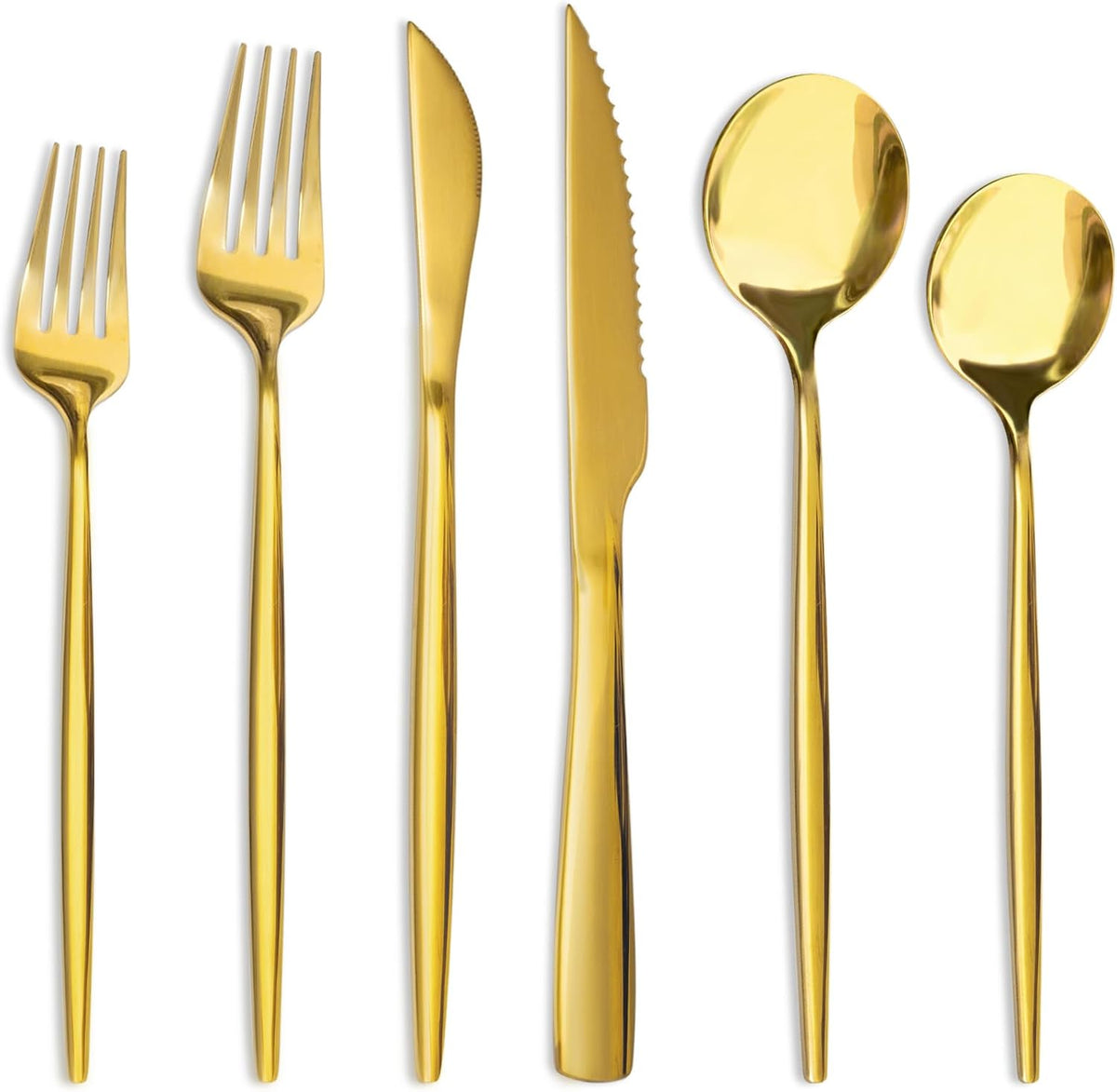 Silverware Set 48-Piece Gold Flatware Set with Steak Knives Food-Grade