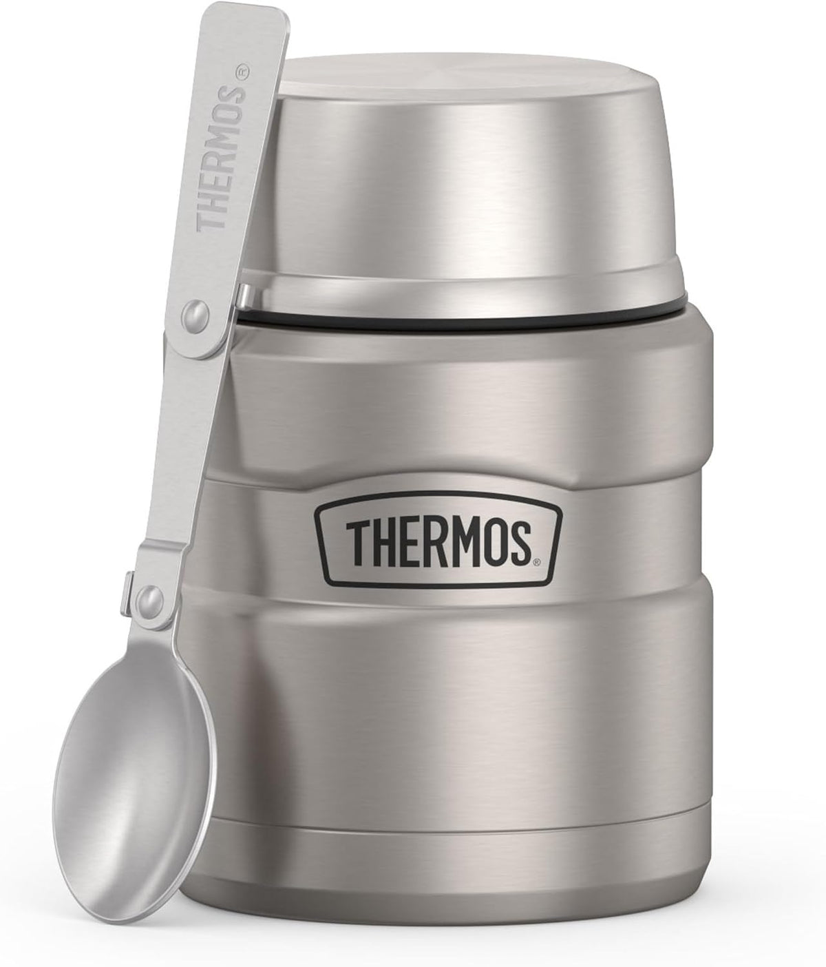 Stainless King Food Jar with Spoon, 16oz, Matte Steel