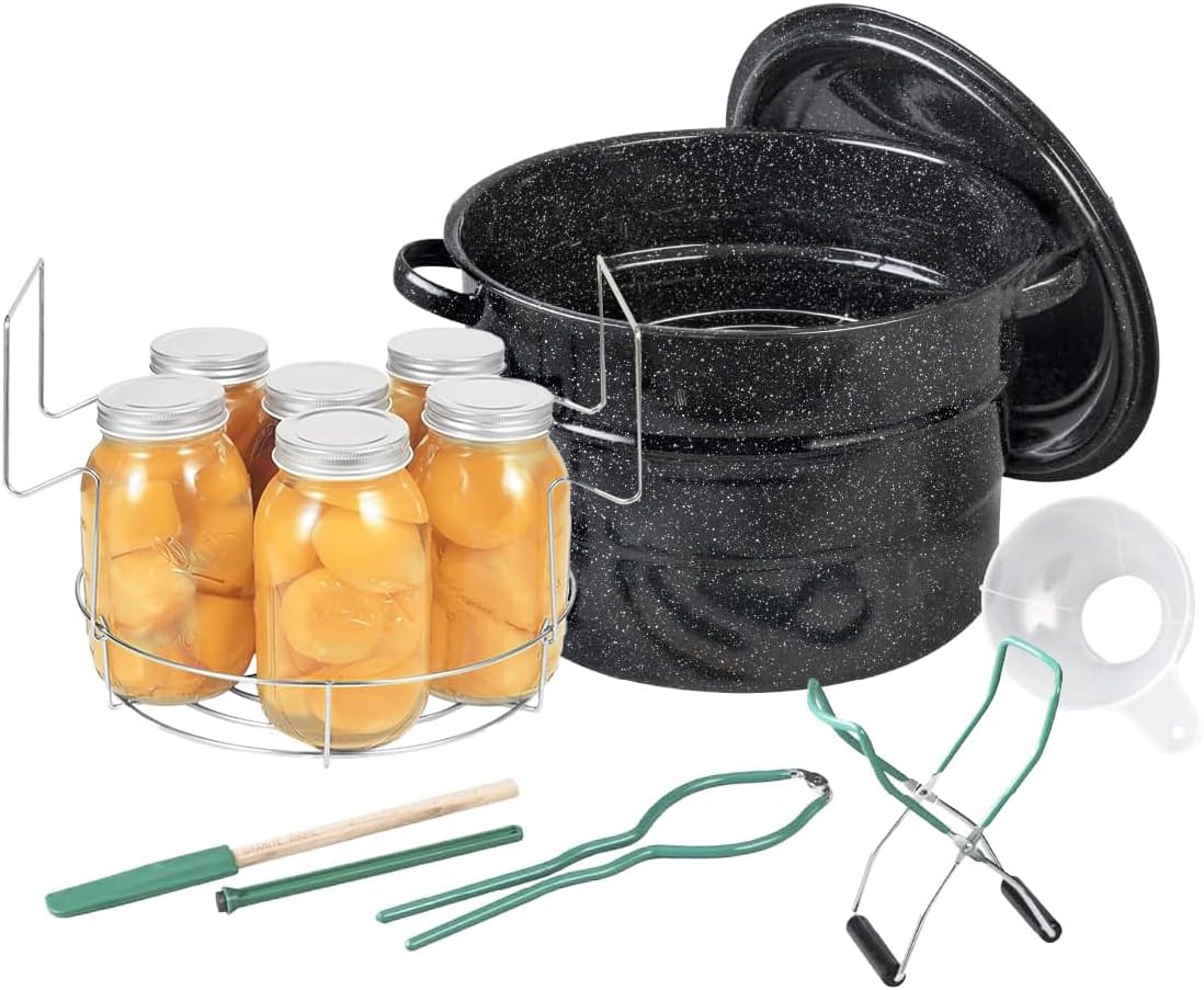 Canning Pot with Rack - 8 Piece Set Enamelware Water bath canner - Canning