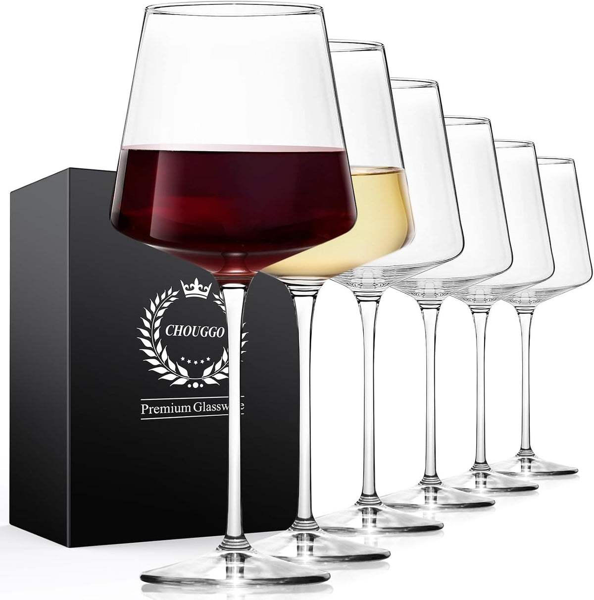 21Oz Crystal Wine Glasses Set of 6, Premium Large White or Red Wine Glasses