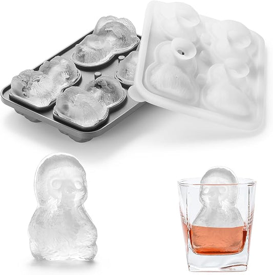 Nax Caki 3D Sloth Ice Cube Mold Fun Shapes, Cute Sloth Gifts for Women, Large Craft Ice Mold, Big Sloth Ice Cube Trays for Whiskey Cocktails Bourbon