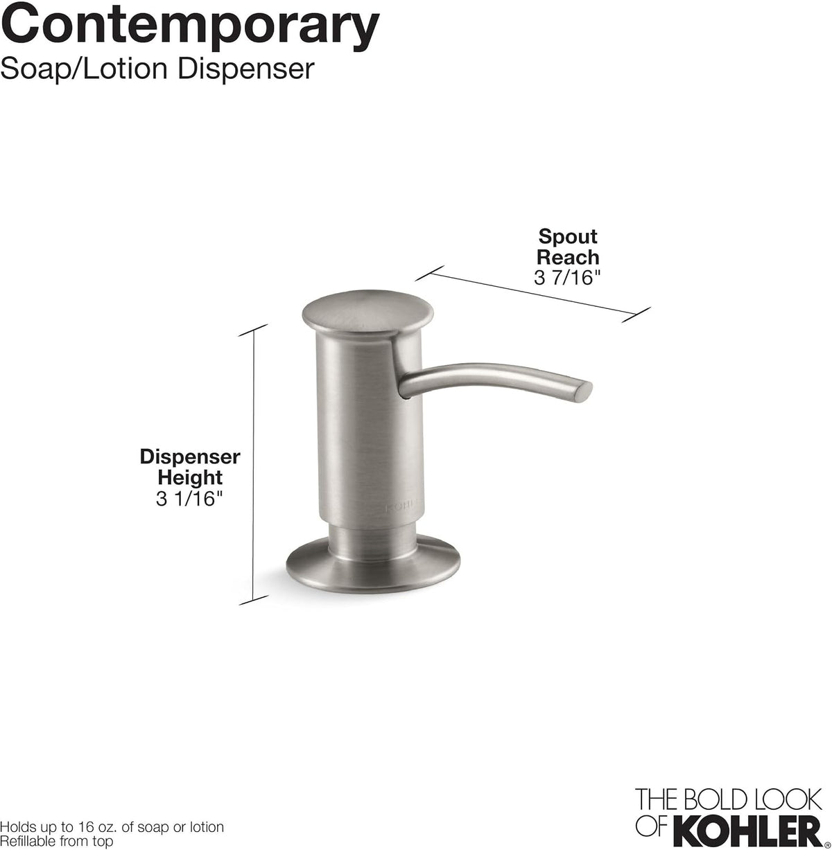 1895-C-VS Kitchen Sink Soap Dispenser with Contemporary Design, Store Liquid – another angle