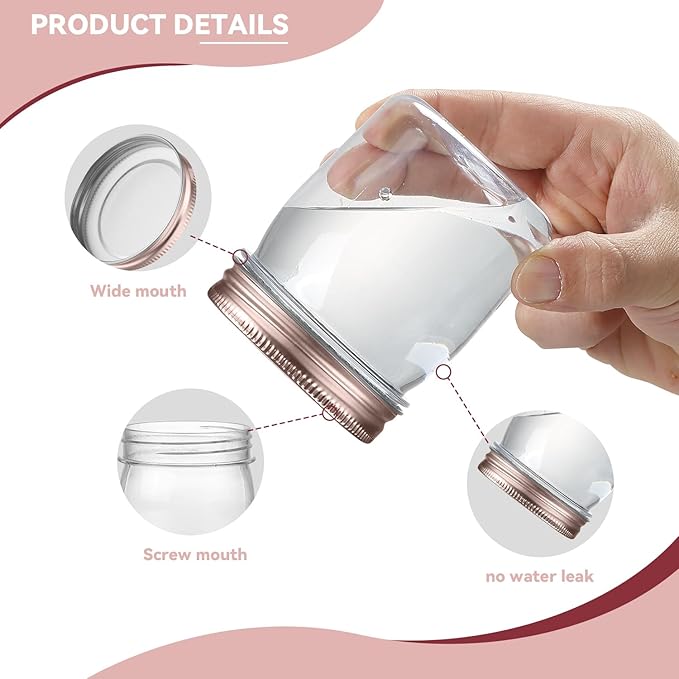 Clear Food Storage Jars, 8 oz 16-Pack with Screw-On Lids