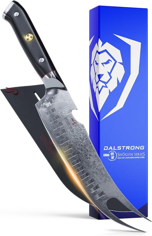 Dalstrong Pitmaster BBQ & Meat Knife - 8 inch - Shogun Series ELITE - Forked Tip & Bottle Opener - Japanese AUS-10V Super Steel Kitchen Knife - G10 Handle - Razor Sharp - w/Sheath