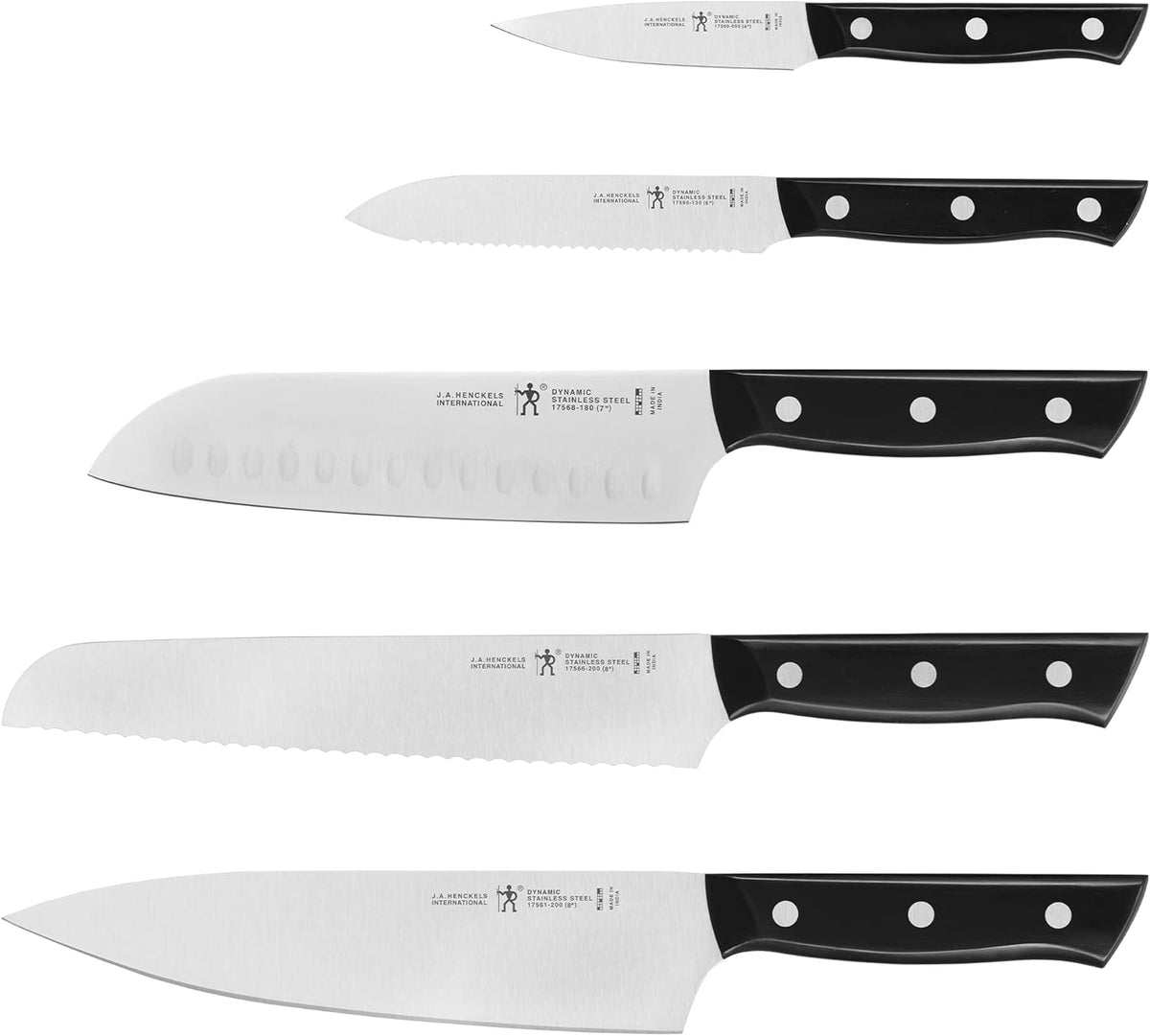 Dynamic 5-Pc Knife Set with Chef, Bread, Utility, Paring, Santoku