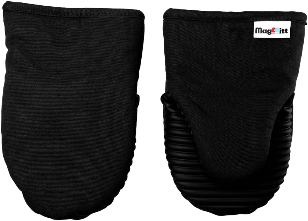 Magnetic Oven Mitts & Pot Holder 3 Pc Set, High Heat Silicone Black – another angle