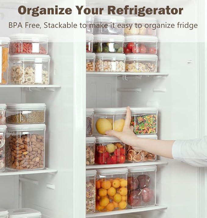 Pop Food Storage Containers Airtight Food Storage Containers Set with Lids Kitchen Pantry Organization and Storage, Stackable, BPA Free, 3 x 1.2Qt