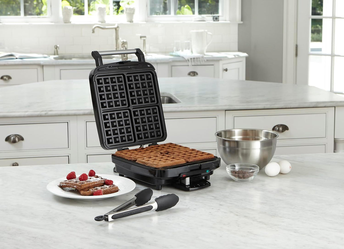 Belgian Waffle Maker, Stainless Steel, 4-Slice Square – alternate view