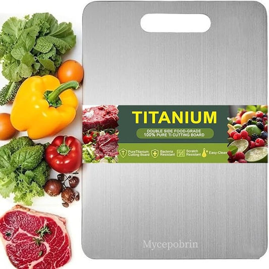 Katuchef Titanium Cutting Board, Siraat 100% Pure Apex Titanium Cutting Boards for Kitchen, Double Sided Non Toxic Celuxer Board for Cutting Meat Vegetable Fruit,Easy to clean(L:13.39L*9.06W)