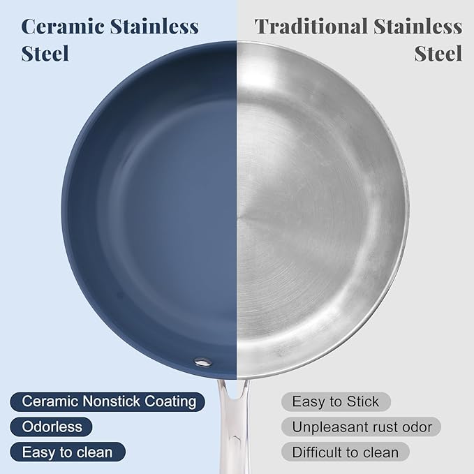 Stainless Steel Nonstick Frying Pan – 8in