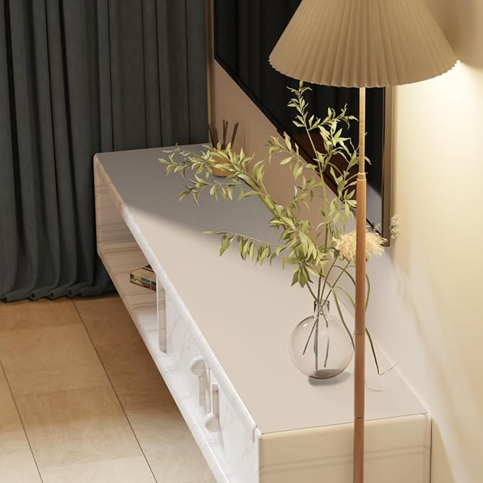 Leather Table Cover,1.8mm Thick,16x72 Inch Desk Cover,Dresser Cover Top,Dresser Protector Top,Dresser Cover,End Table Cover.(Off White+Light Gray,16x72)