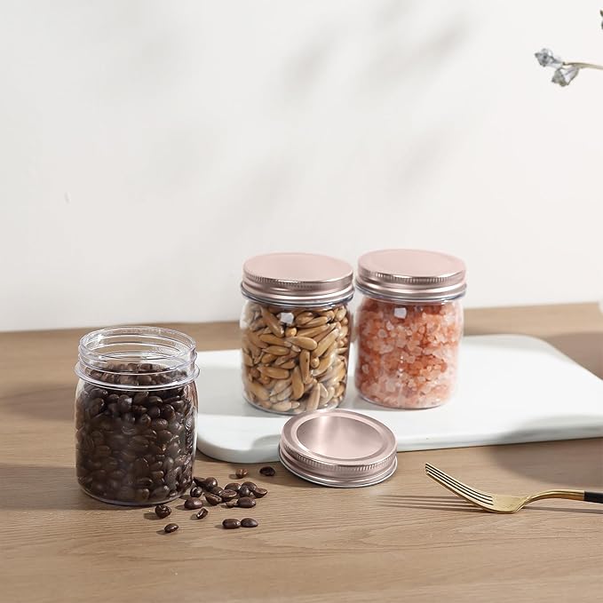 Food Storage Jar Canisters, 32 Pack, 8 oz Capacity, Leakproof Lids