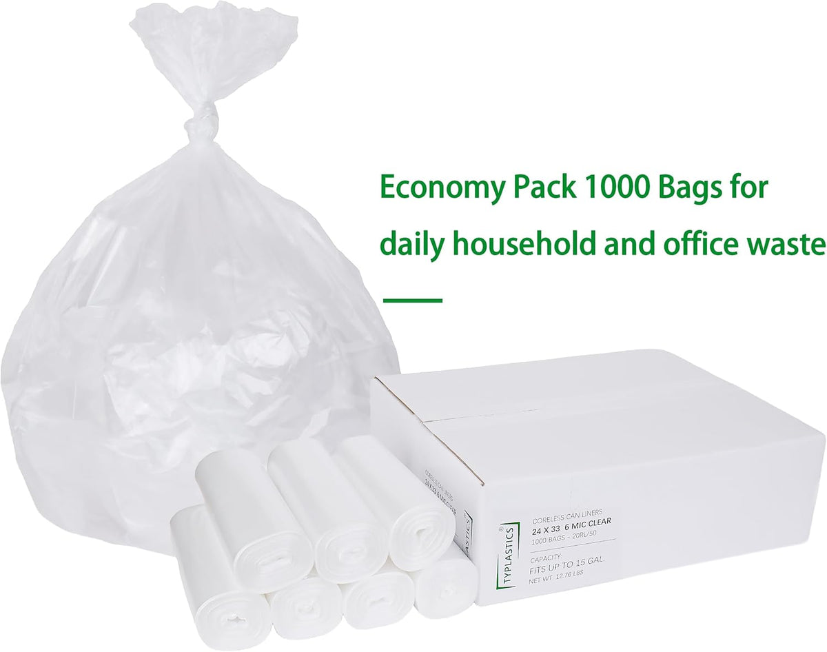 Trash Can Liners, 10-15 Gallon, Wholesale 1000 Count, 24" x 33" – alternate view