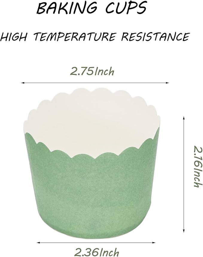 Baking Cups, 120 Count Sage Green Scalloped Paper Liners