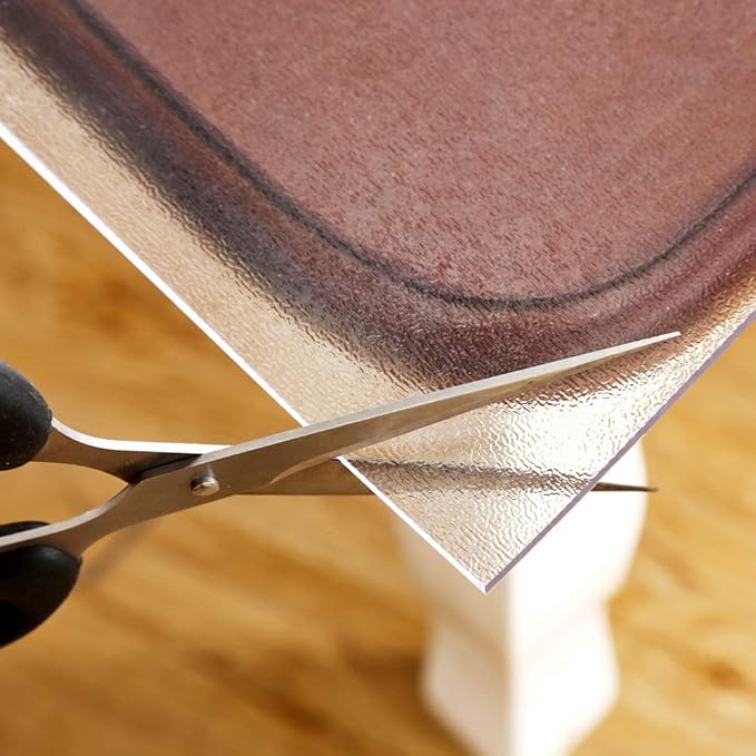 NECAUX Custom Multisize 1.5mm Thick Frosted PVC Table Cover Protector - 54 x 120 Inch Plastic Protective Table Pad Kitchen Wood Grain Vinyl 10 Foot Dining Room Table/Meeting Table Cover