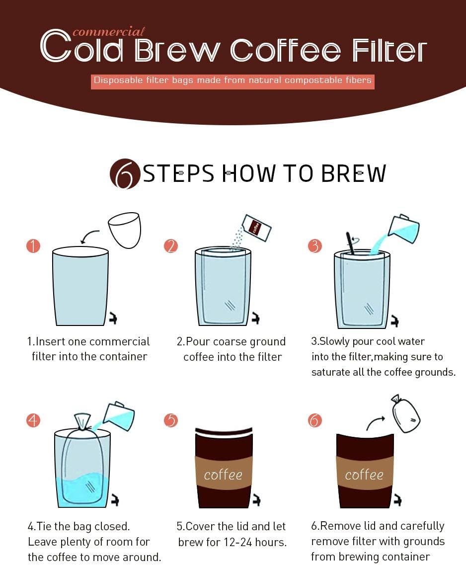 Commercial Cold Brew Coffee Filters - 100 Count Cold Brew System Filter Bags – size reference