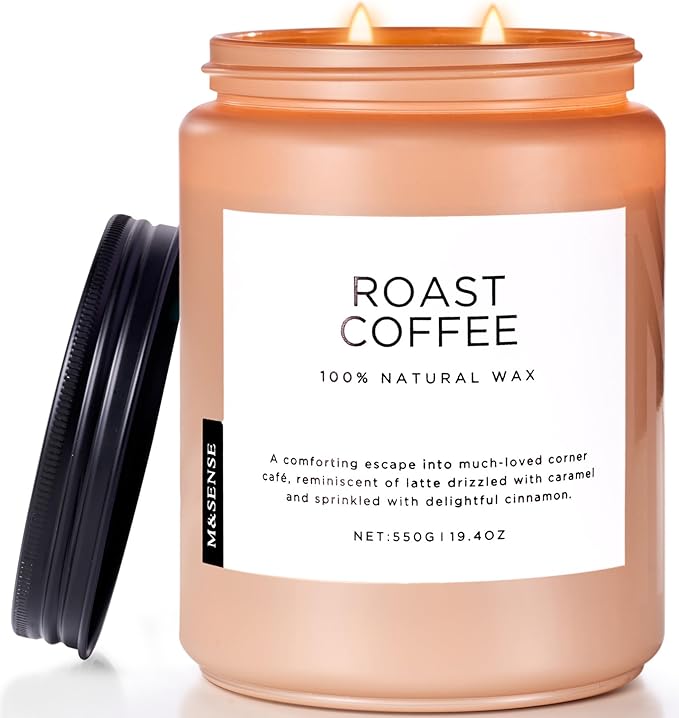 Jar Candles, Roasted Coffee Scent, 19.4 oz Soy and Vegetable Wax