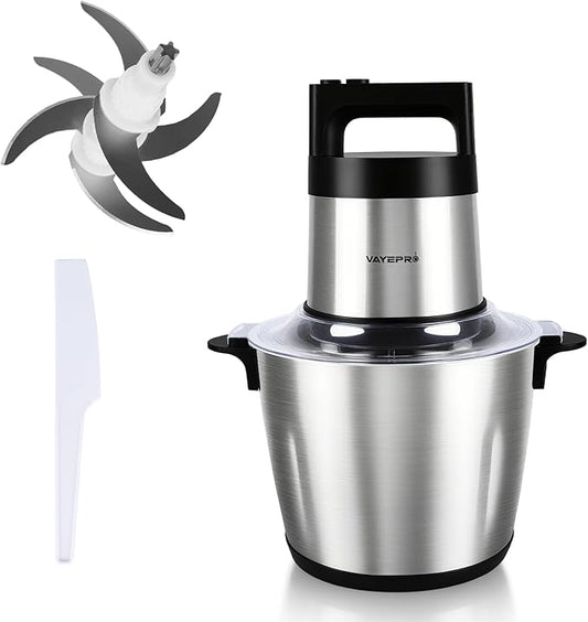 Vayepro 24 Cup Large Capacity Electric mixers, Electric Food Blenders with Stainless Steel Bowl, 2 Speed, 4 Bi-Level Bladesand Spatula, 6L 800W Food Processors for Meat, Onion, Vegetables, Fruits