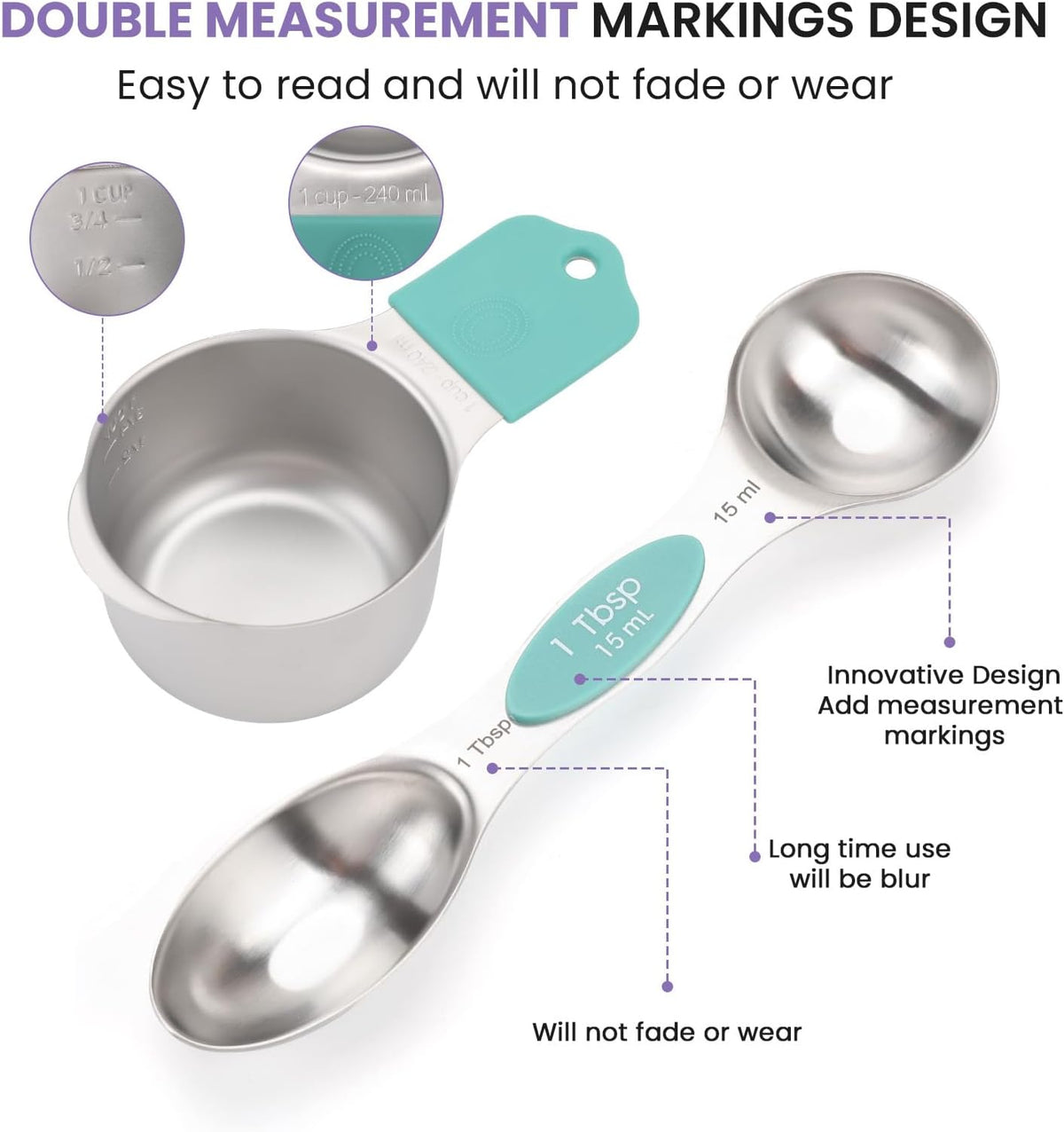 Magnetic Measuring Cups and Spoons Set-Heavy Duty 304 Stainless Steel – alternate view