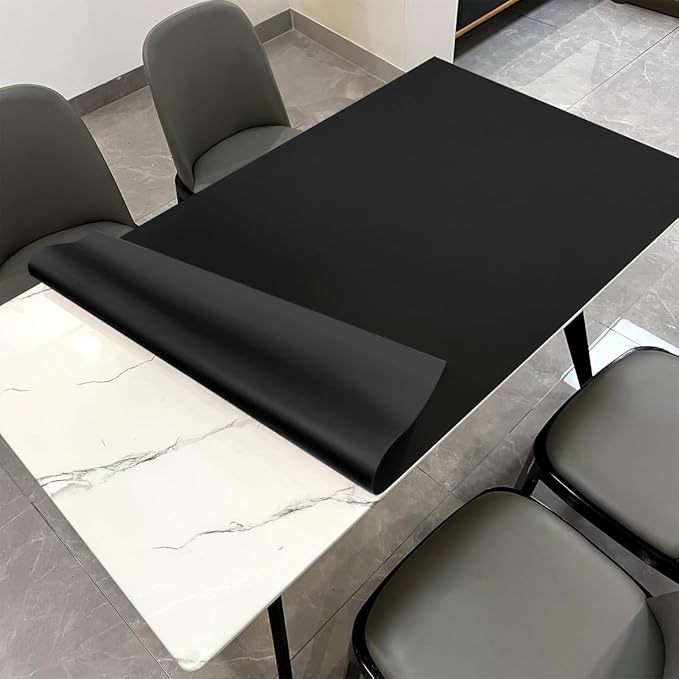 Leather Table Protector - 40x88 Inch Waterproof Easy to Clean Can Conceal Flaws Protector The Table Top from Scratches Used for Dining (Black+Black 40x88)