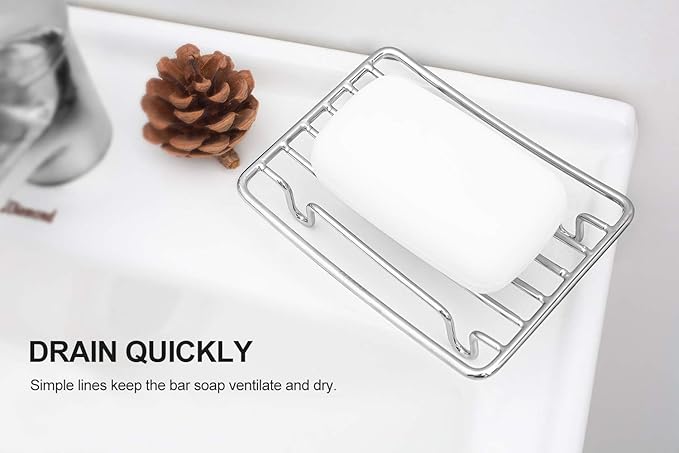 Soap Dish 2-Pack, 304 Stainless Steel Self-Draining Bar Soap Holder