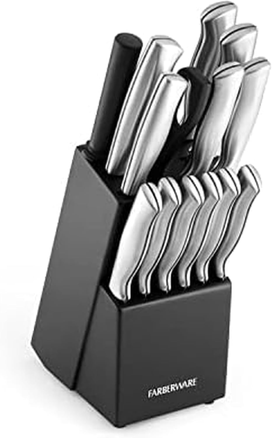 15-Piece Kitchen Knife Set, High-Carbon Stainless Steel Blades with Wood Block