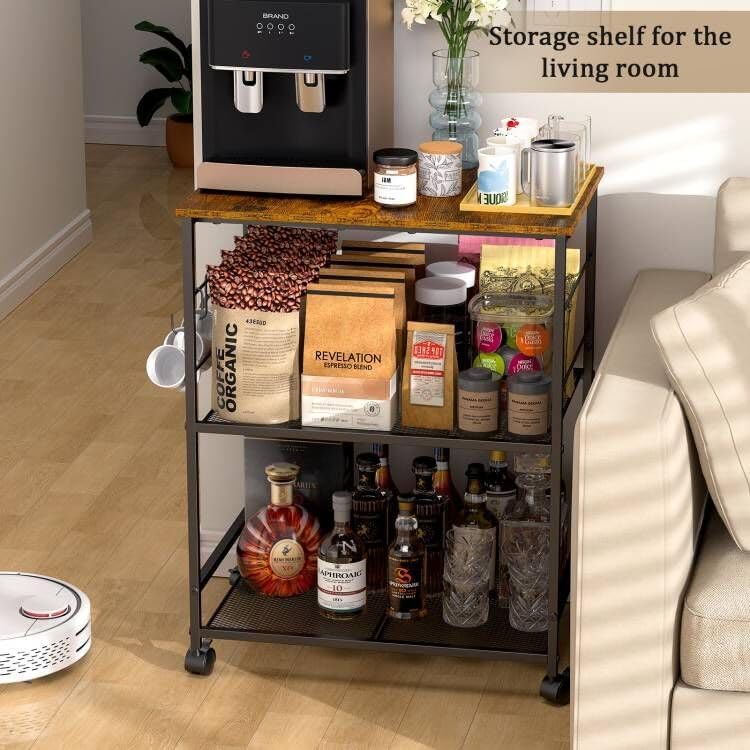 Rolling Kitchen Microwave Cart, 3 Tier Microwave Table Stand with Storage – alternate view
