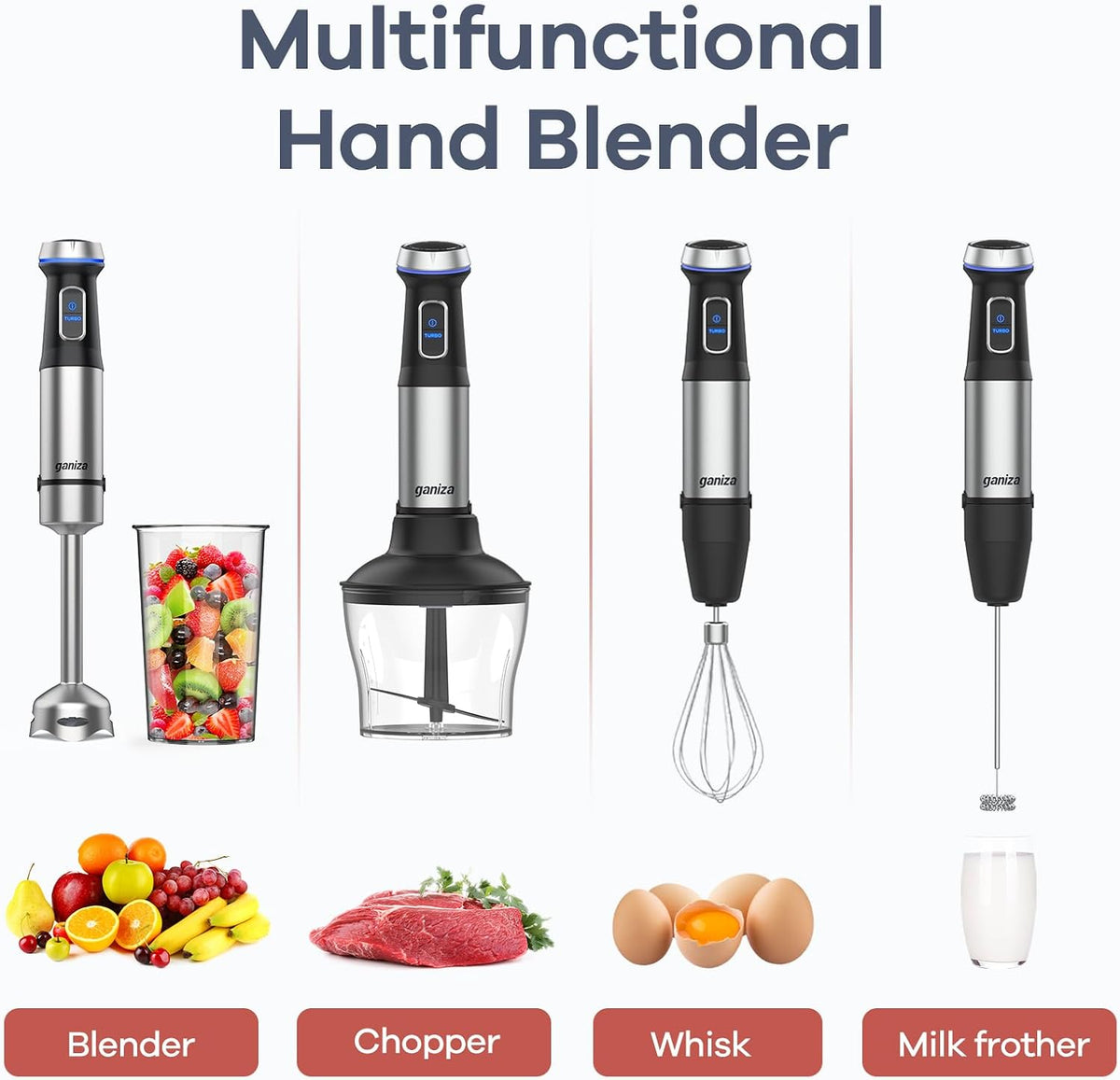 Immersion Blender 5 in 1 Hand Blender Max 1000W Heavy Duty Motor – features