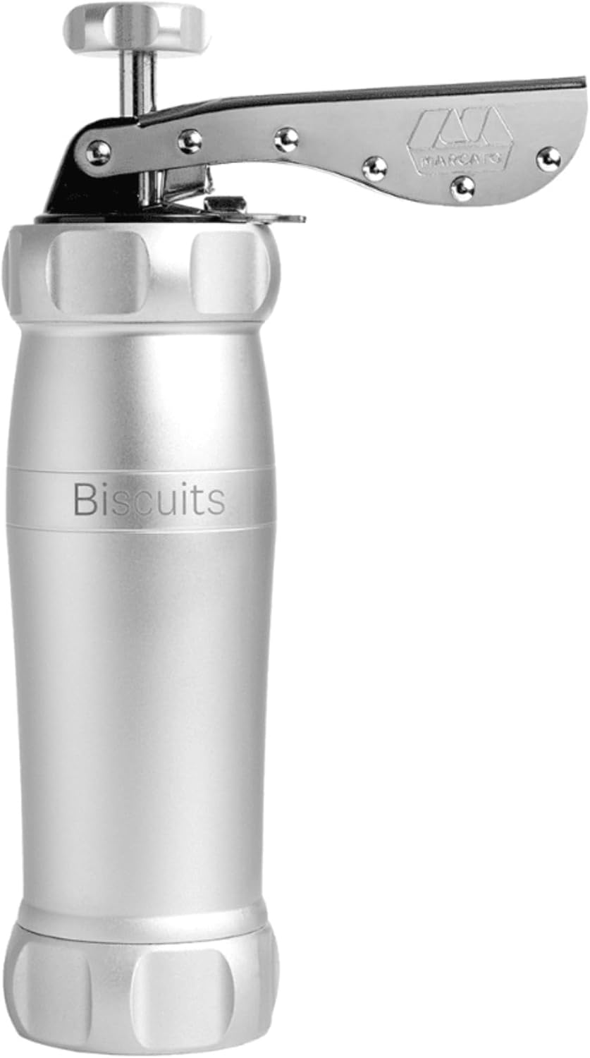 Biscuit Cookie Press Design Line, Silver. MADE IN ITALY, 20 Shapes, 2 Cookie