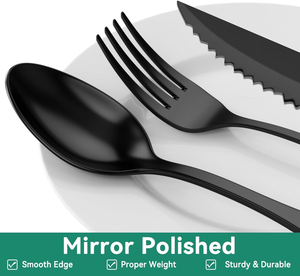 49PCS Silverware Set with Organizer, Stainless Steel Forks and Spoons – size reference