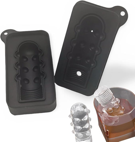 Party Whiskey Ice Mold with Funnel - Reusable Large Fun Design Ice Cube Mold for Drinks