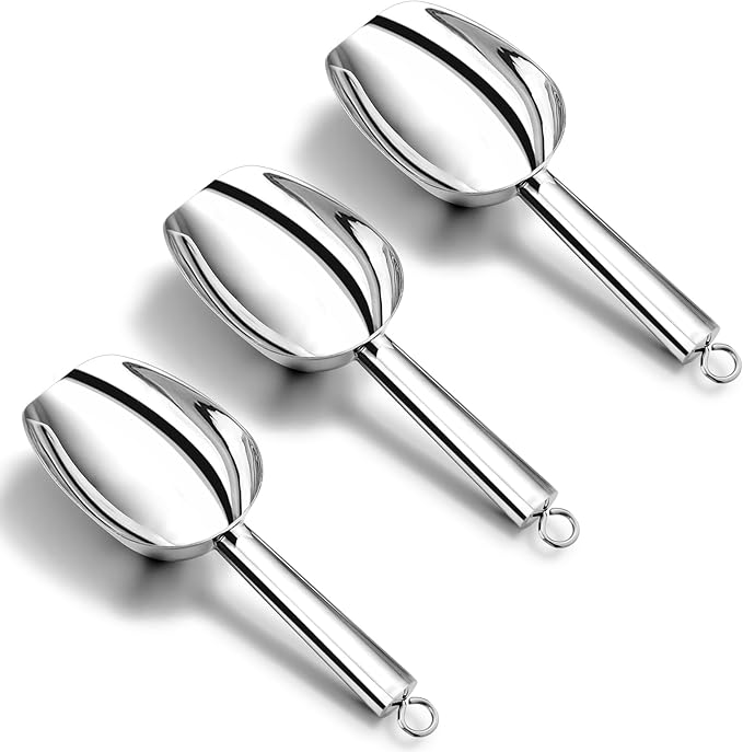 Ice Cream Scoops Set of 3, Stainless Steel Mini Ice Scoops in Silver
