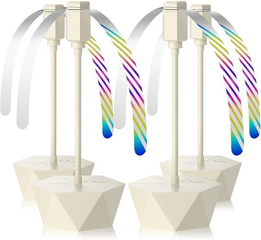 Grete Gotye Portable Battery Powered Fly Fans for Tables Up to 15 Hours Working Time, 4-Pack Indoor Outdoor Food Fan with Flexible Goose-Neck Blades for Home Restaurant Party Picnic Patio BBQ, Beige