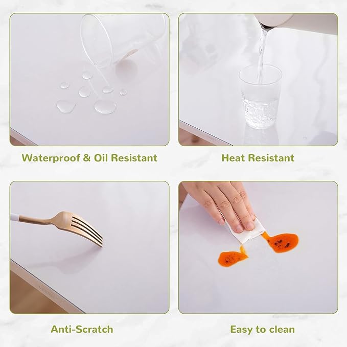 24" x 32" Clear Table Cover Protector, Rectangular, Plastic, Table Pad, Waterproof, Heat Resistant, Modern Style, Wipe Clean