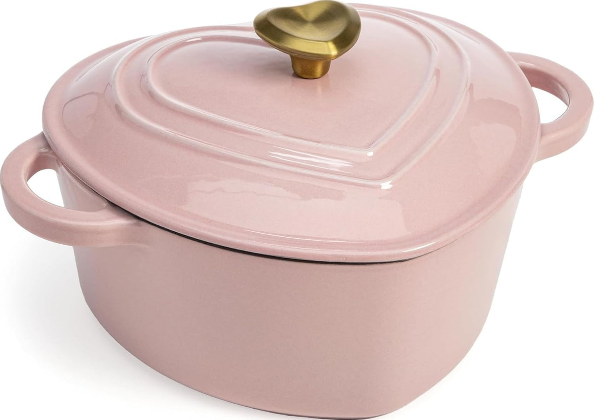 Enameled Cast Iron Dutch Oven Pot with Lid, Heart-Shaped Dutch Oven, Durable