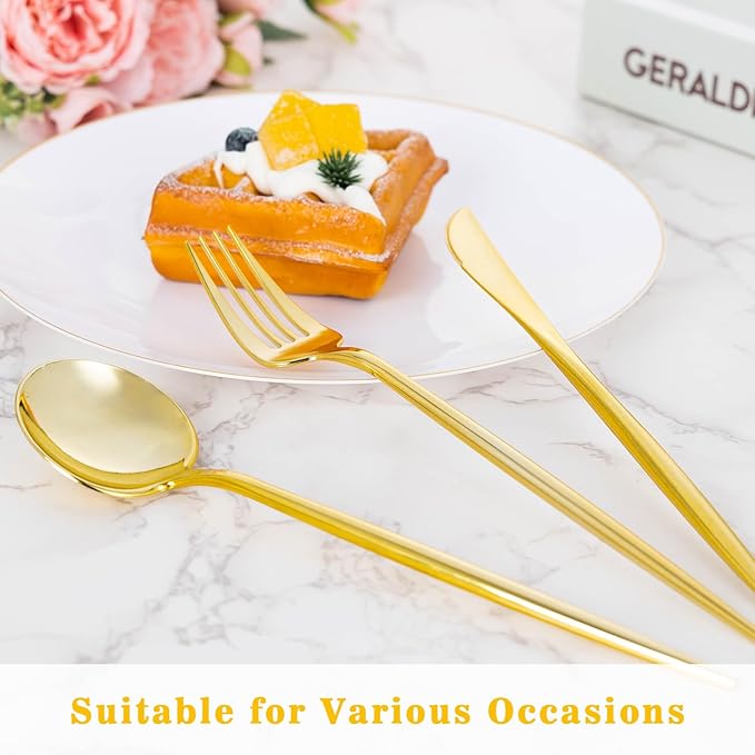 Forks, Gold Plastic Disposable Silverware Set, 150 Count