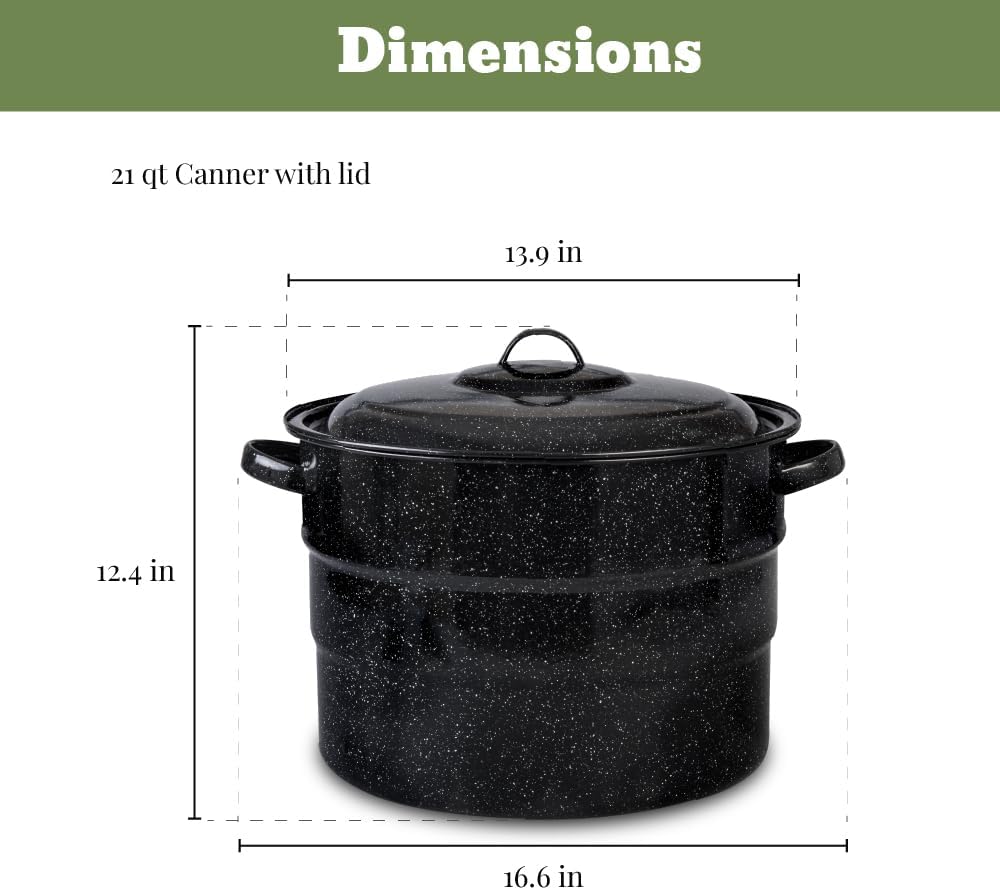 Canning Pot with Rack - 8 Piece Set Enamelware Water bath canner - Canning – close-up
