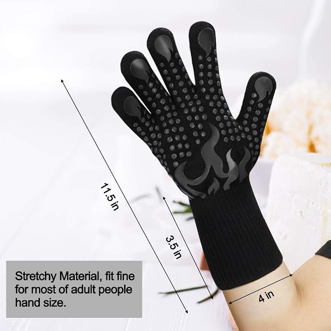 Protective Mitts Potholders, Black Silicone Heat Resistant, 2 Pieces