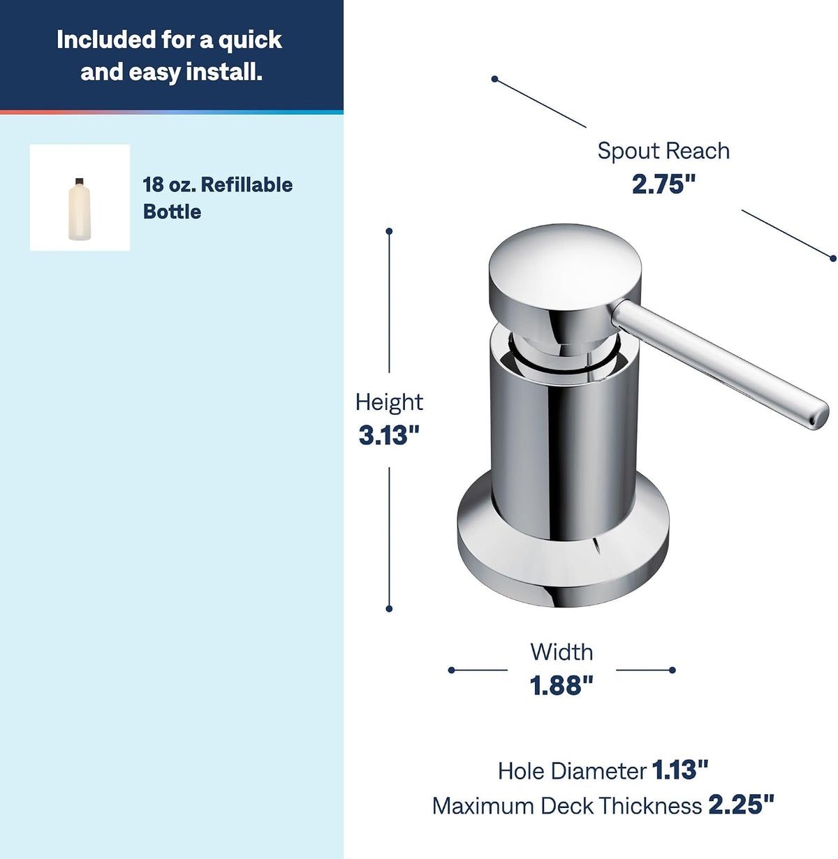 3942 Kitchen Soap Dispenser, Chrome – close-up
