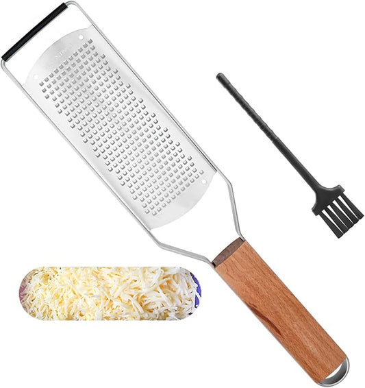 Professional Cheese Graters for Kitchen Stainless Steel Handheld,Durable Rust-Proof Metal Lemon Zester Grater With Wood Handle for Cheese,Chocolate,Spices,Kitchen Gadgets (Wideboard)