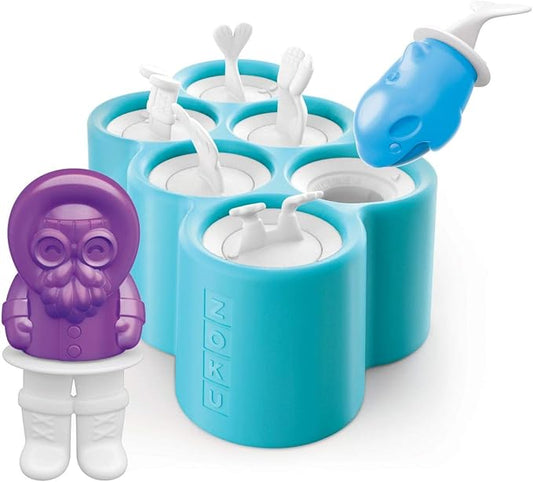 Zoku Polar Pop Molds, 5 Different Explorer Friends and Polar Explorer-Shaped Popsicle Molds in One Tray, Easy-Release, BPA-Free