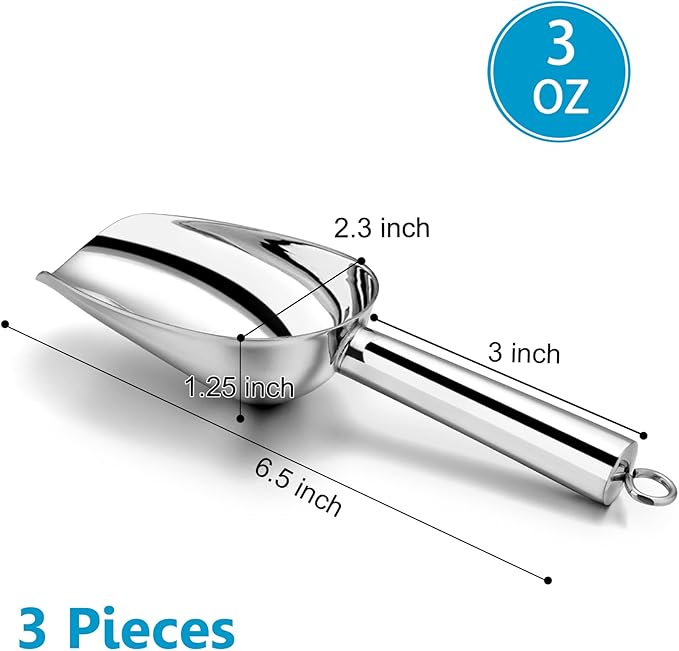 Ice Cream Scoops Set of 3, Stainless Steel Mini Ice Scoops in Silver
