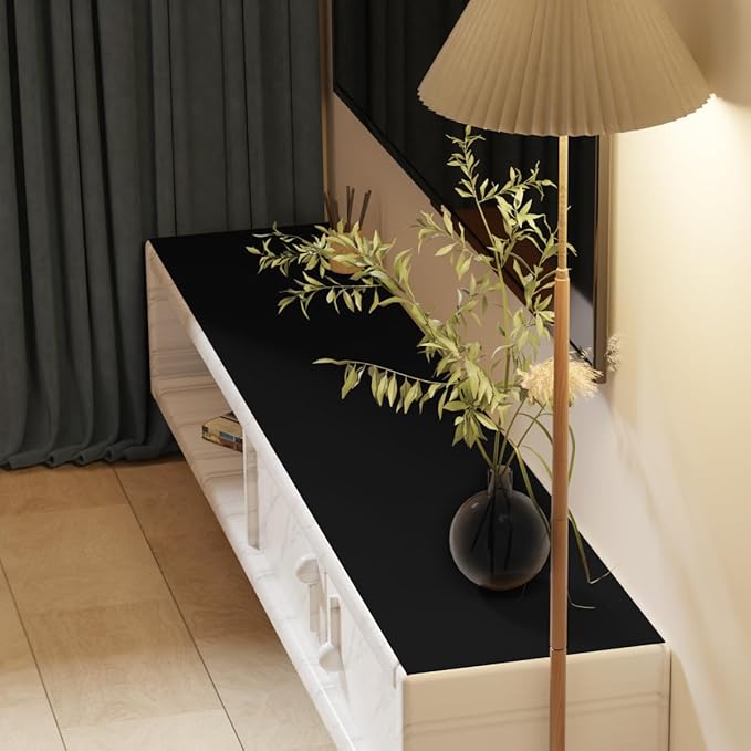 Leather Table Cover,1.8mm Thick,12x78 Inch Desk Cover,Dresser Cover Top,Dresser Protector Top,Dresser Cover,End Table Cover.(Black+Gray,12x78)