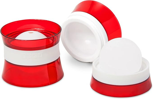Zoku Set of 2 Silicone Ice Sphere Molds, Stackable 2.5-Inch Ice Ball Maker, Keep Drinks Colder Longer with Less Dilution, Leak-free, Easy-Release, Red