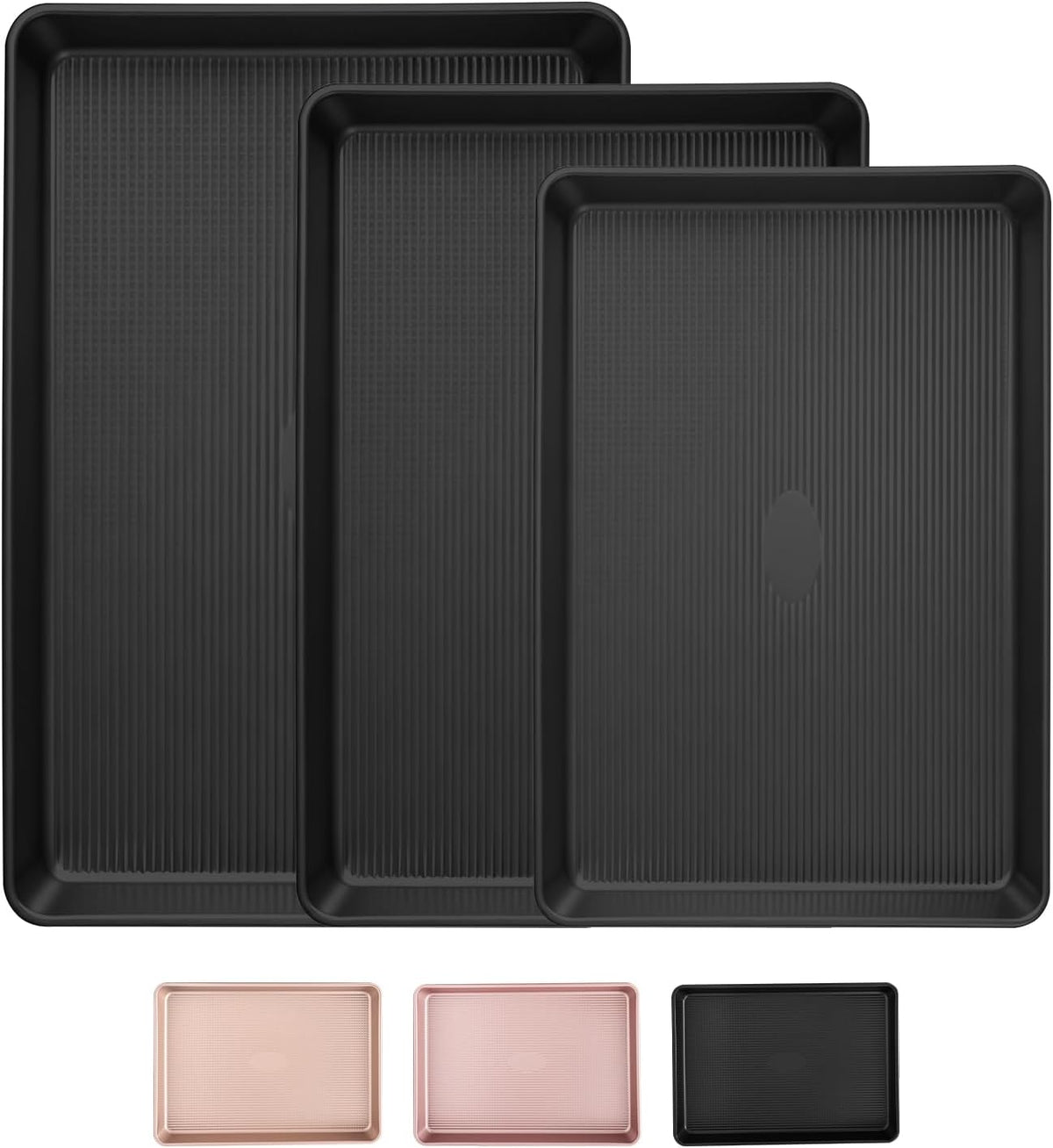 Nonstick Baking Sheet Set of 3, Heavy Duty Cookie Sheets for Oven