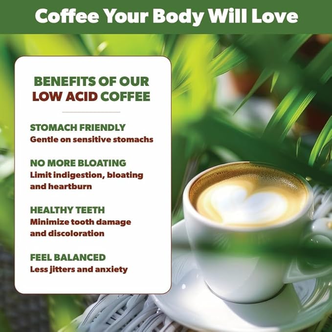 Low Acid Organic Coffee – Whole Bean, Mold-Free & Stomach Friendly by Java Planet, Guatemalan Single Origin Coffee, Medium Roast, Smooth Full Flavored, 5LB Bag