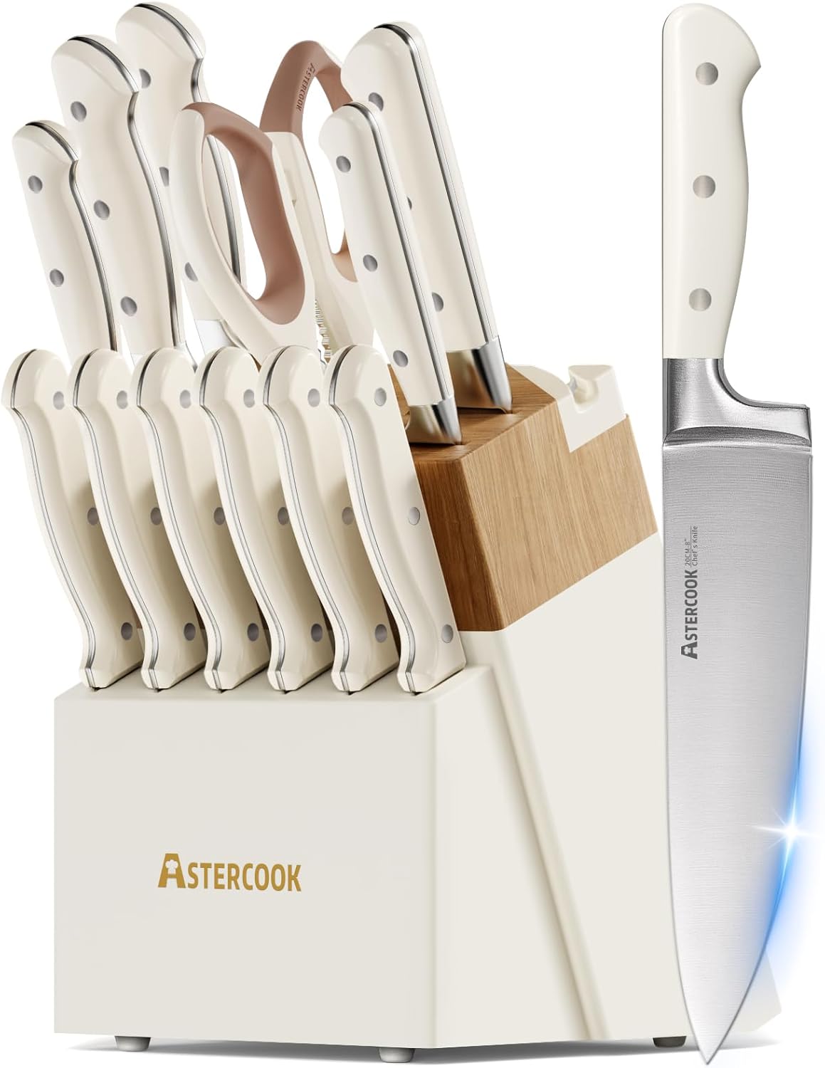 Knife Set, Kitchen Knife Set with Block 14-Piece Full Tang Stainless Steel