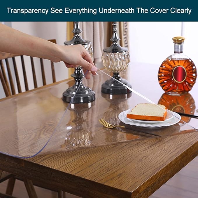 Wadrac Multisize Small PVC Clear Table Cover Top Protector-12x58 inch Water Resistant Anti Scratch Plastic Cloths Rectangular Vinyl Non-Slip Desk Pad for Children Painting Corner Table/Writing Desk