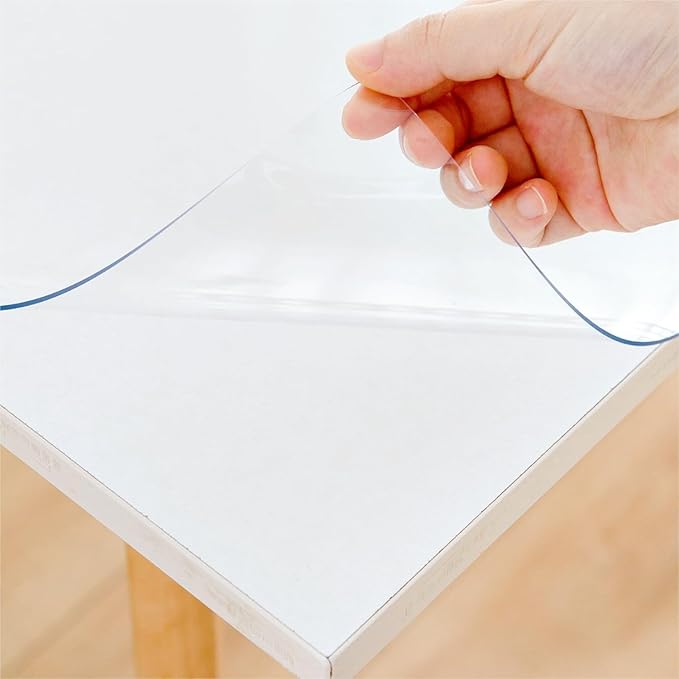 42 x 112 Inch Clear Table Cover Protector, Clear Table Protector for Dining Room Table, 1.5mm Plastic Table Cover, Waterproof Table Pad for Kitchen, Office